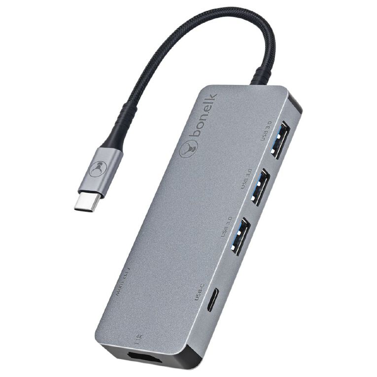 Bonelk Long Life 6 in 1 Multiport Adaptor Space Grey Grey, , hi-res