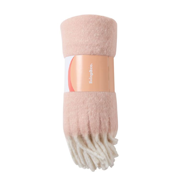 Living & Co Faux Mohair Throw Pink 127cm x 152cm, , hi-res