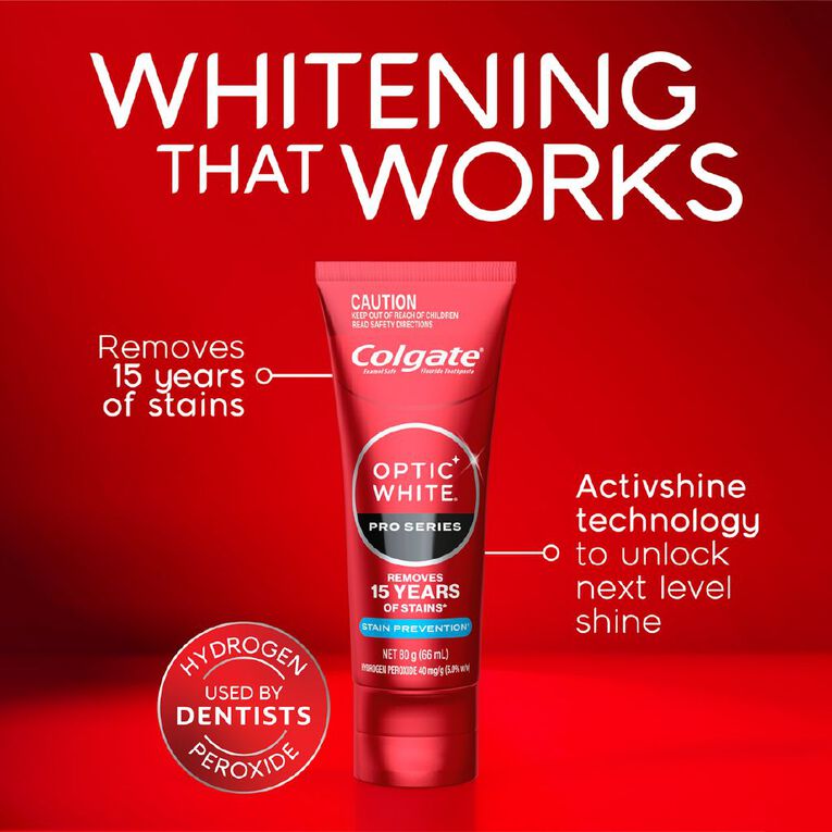 Colgate Optic White Pro Series Stain Shield Toothpaste 80g, , hi-res