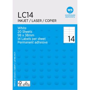 WS A4 14 Labels 20 Sheets