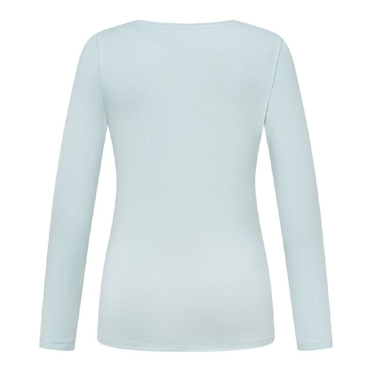 H&H Women's Stretch Cotton Long Sleeve V Neck, Blue Light, hi-res