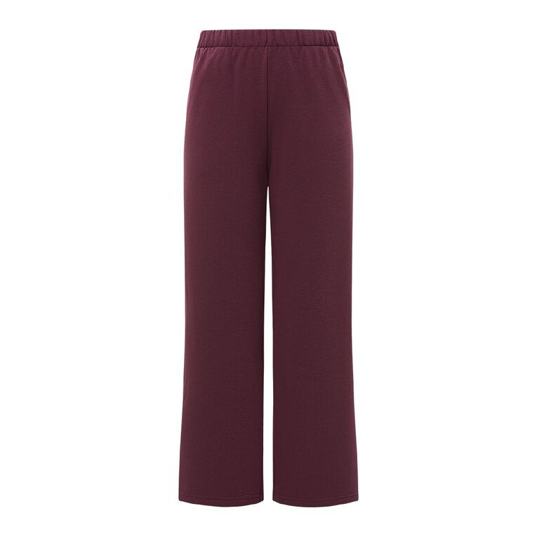 H&H Women's Wide Leg Track Pants, Red Dark, hi-res
