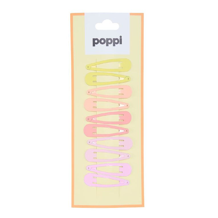 Poppi Hair Clips Pink 10 Pack, , hi-res