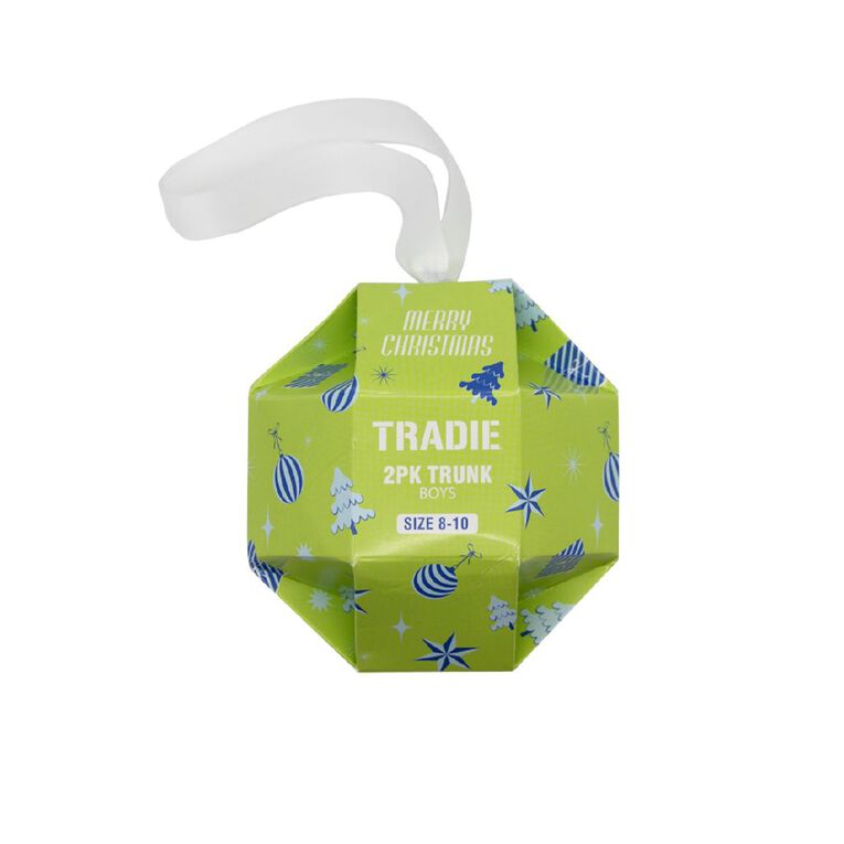 Tradie Boys' Christmas Bauble Trunks 2 Pack, Blue Mid, hi-res