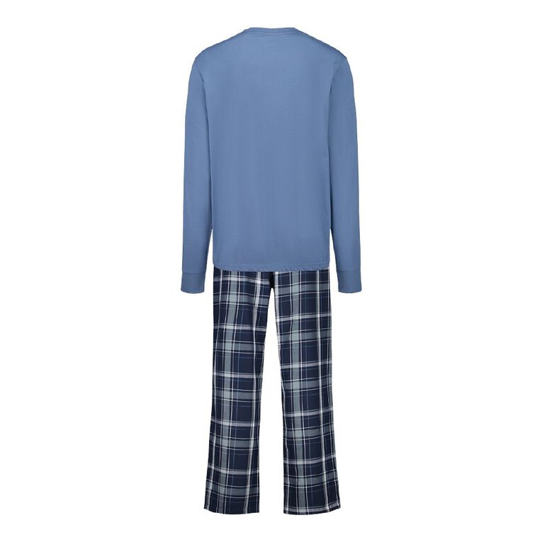 H&H Men's Henley Woven Pant Set Blue Mid The Warehouse