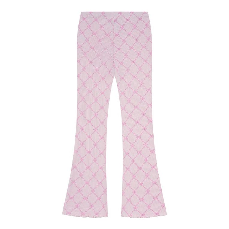 Young Original Printed Rib Flare Leggings, Pink Light, hi-res