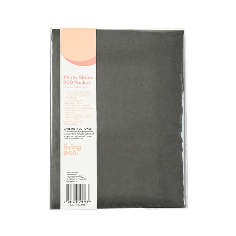Living & Co Black Page Photo Album 200 Pocket, , hi-res