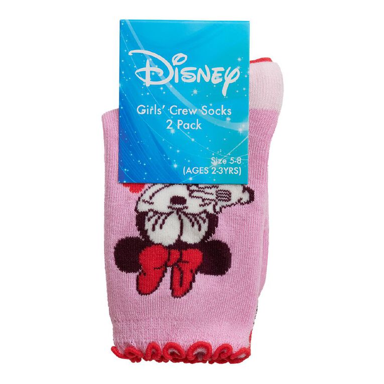 Minnie Mouse Frill and Crew Socks 2 Pack, Pink Light, hi-res