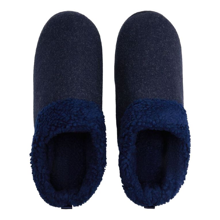 H&H Men's Memory Foam Scuff Slippers, Navy, hi-res