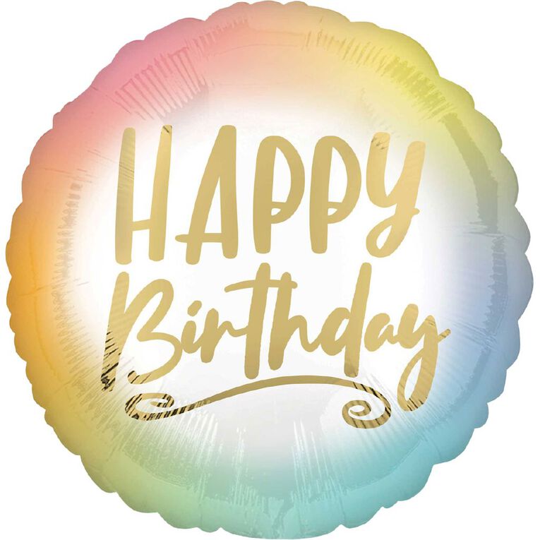 Anagram 45cm Standard Happy Birthday Rainbow Ombre, , hi-res