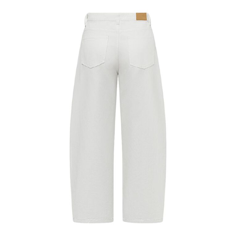 H&H Women's Mid Rise Barrel Leg Jeans, White, hi-res