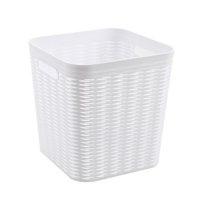 Living & Co Wave Storage Basket Square White 16L, , hi-res