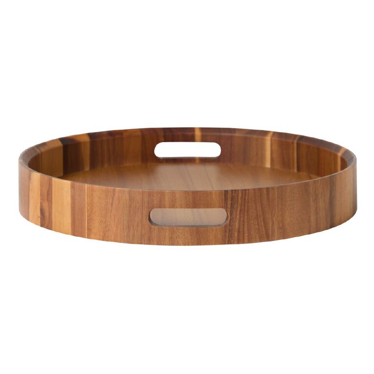 Living & Co Acacia Round Tray Natural 39cm, , hi-res