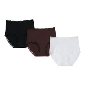 H&H Women's Rib And Lace Full Briefs 3 Pack