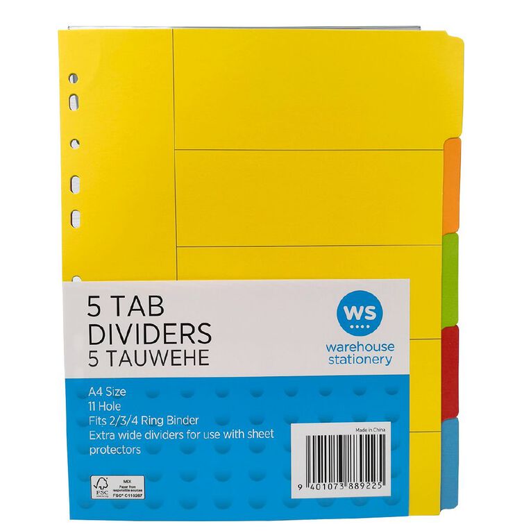WS 5 Tab X Wide Coloured Divider, , hi-res