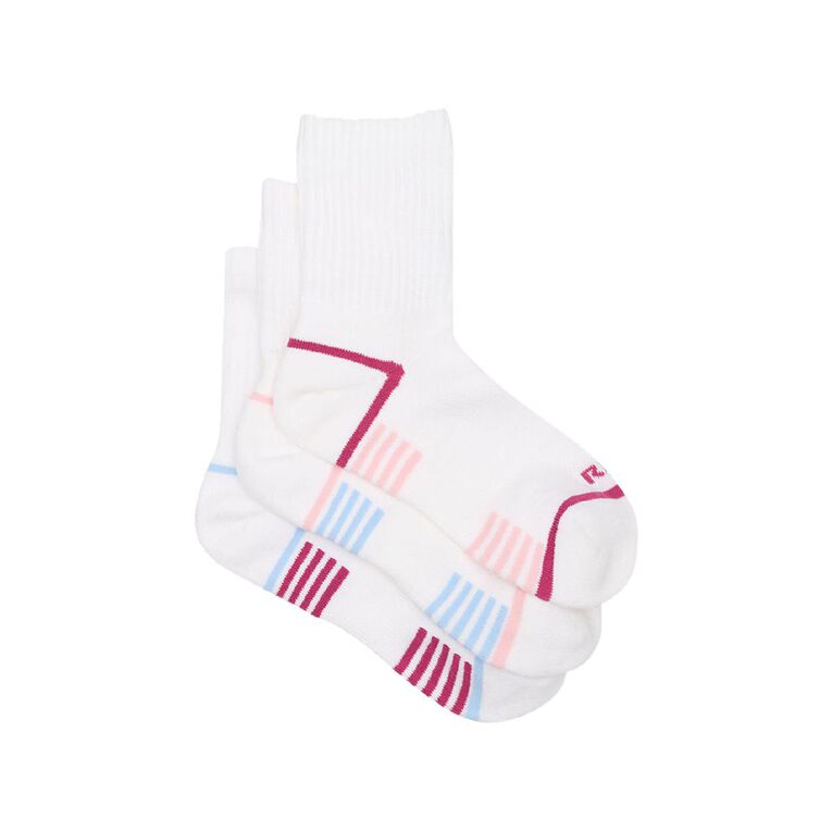 Rio Women's Active Mid Crew Socks 3 Pack, White, hi-res