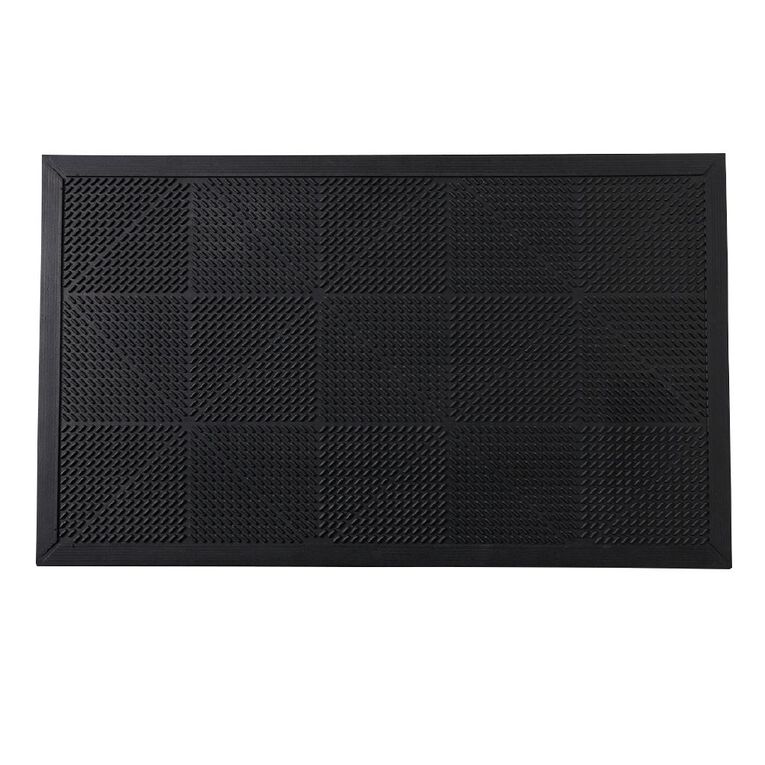 Living & Co Doormat Rubber Plain Black 45cm x 75cm, , hi-res