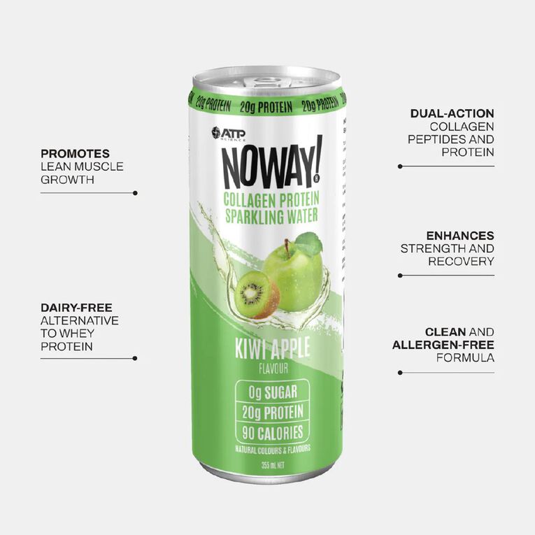 NoWay Collagen Sparkling Water Kiwi Apple 355ml, , hi-res