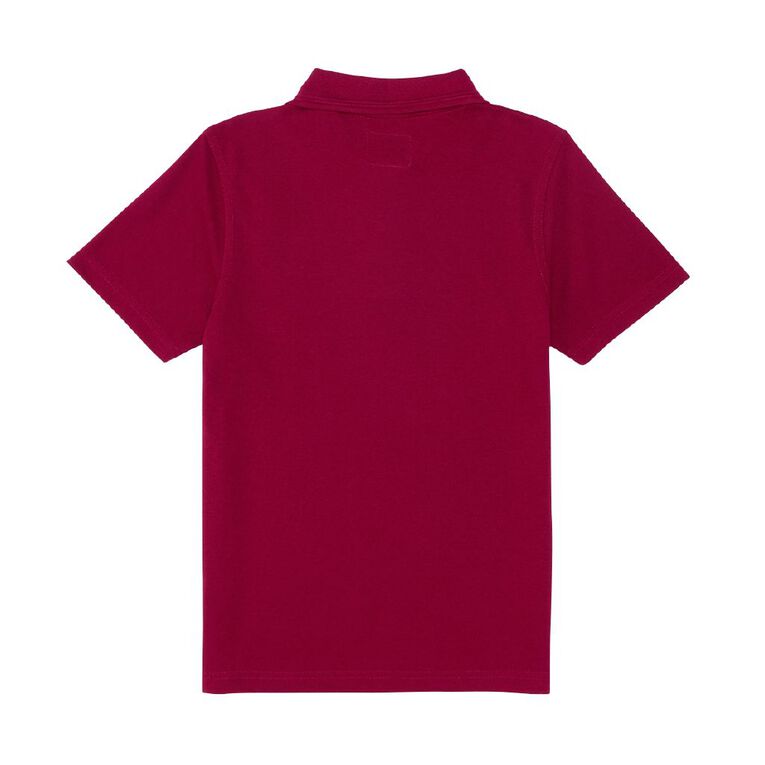 Schooltex St Patrick's Catholic Taupo Short Sleeve Polo with Embroidery, Burgundy, hi-res