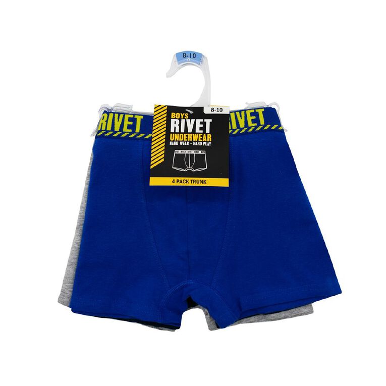 Rivet Boys' Trunks 4 Pack, Blue Mid, hi-res