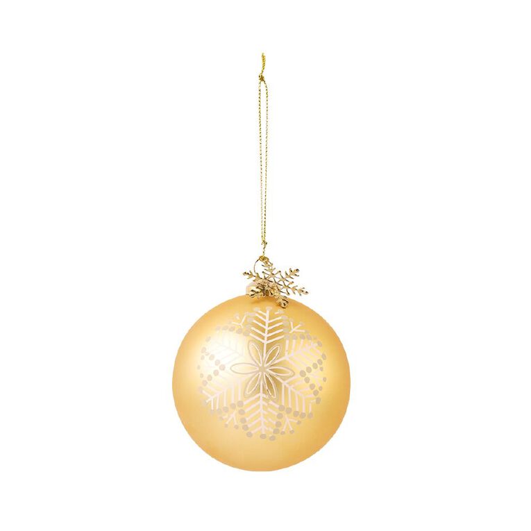 Wonderland Bauble Snowflake 3 Pack Gold 8cm, , hi-res