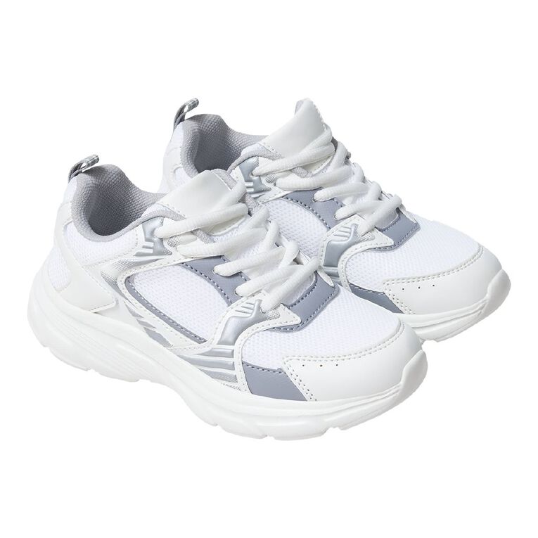 Active Intent Senior Kids' Tennis Trainers, White, hi-res