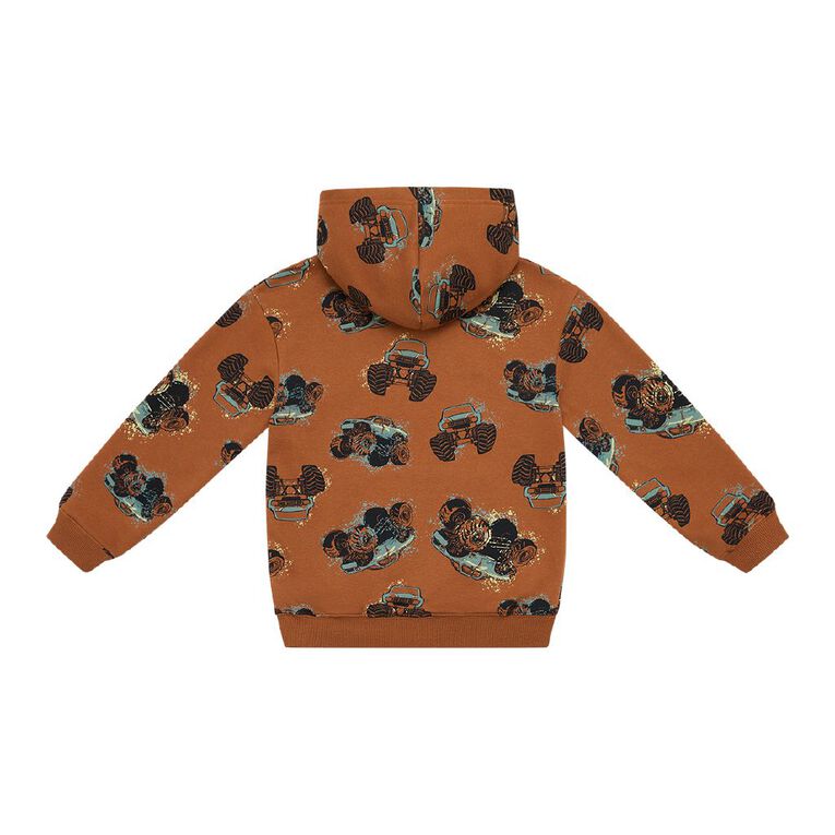 Young Original Printed Pullover Hoodie, Brown Mid, hi-res
