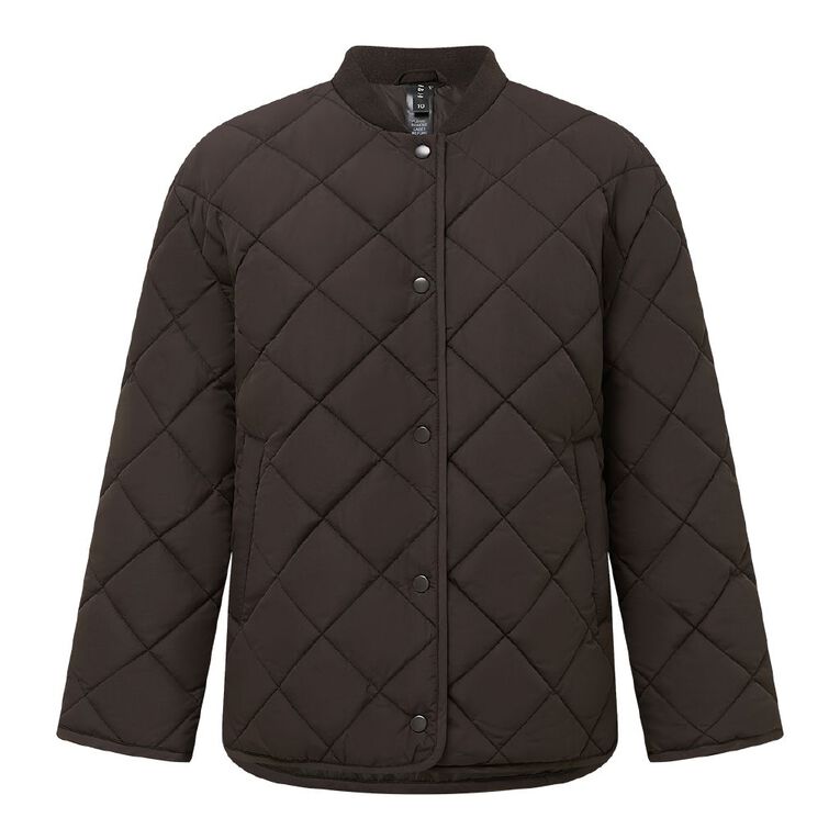 H&H Women's Quilt Jacket, Brown Dark, hi-res