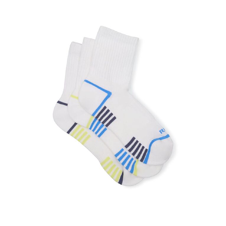Rio Men's Active Mid Crew Socks 3 Pack, White, hi-res