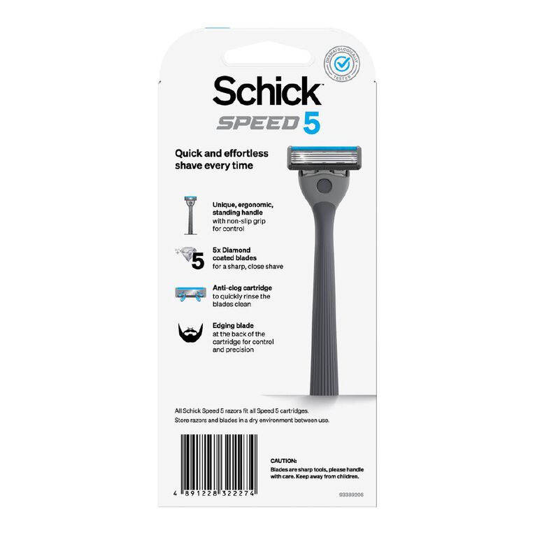 Schick Speed 5 Razor Handle Plus 1 Refill, , hi-res