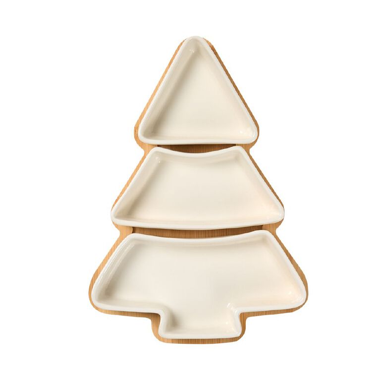 Wonderland Home Christmas Tree Platter and Cheese Board White 4 Piece, , hi-res