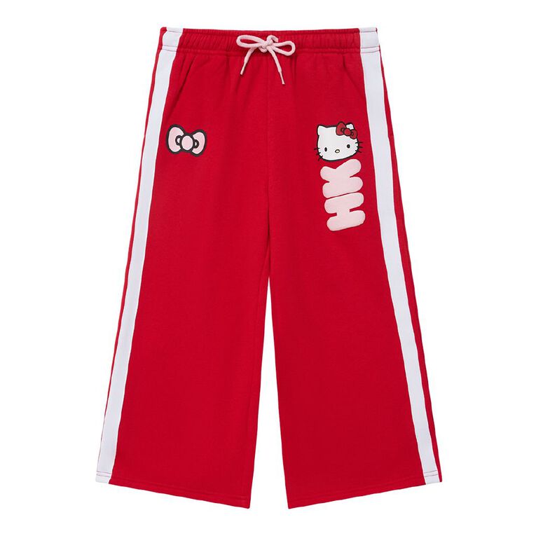 Hello Kitty Wide Leg Trackpants, Red Mid, hi-res