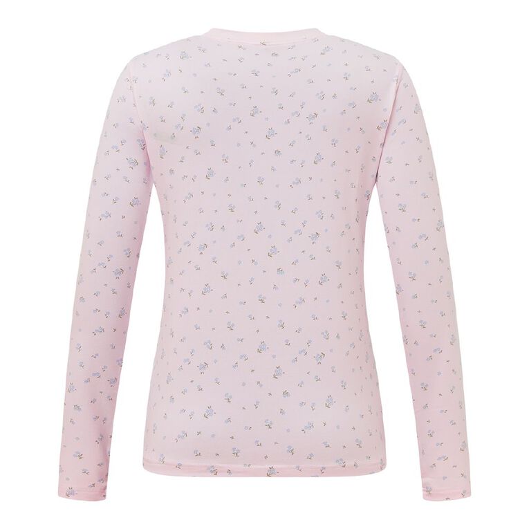H&H Women's Comfy Henley Pyjama Top, Pink Light, hi-res