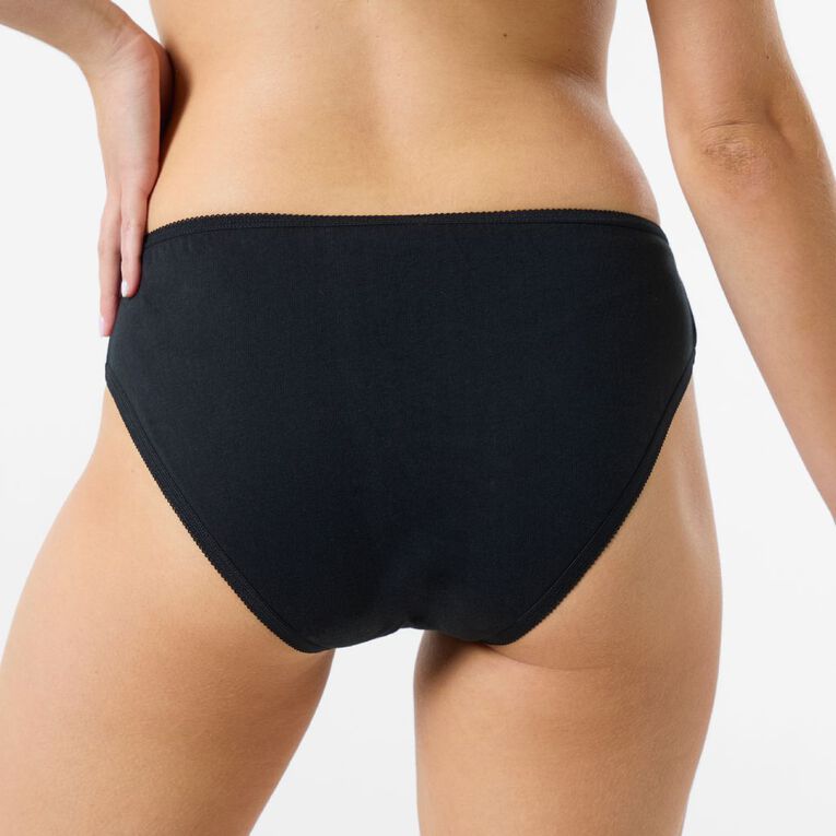 H&H Women's Cotton Bikini Briefs 5 Pack, Black, hi-res
