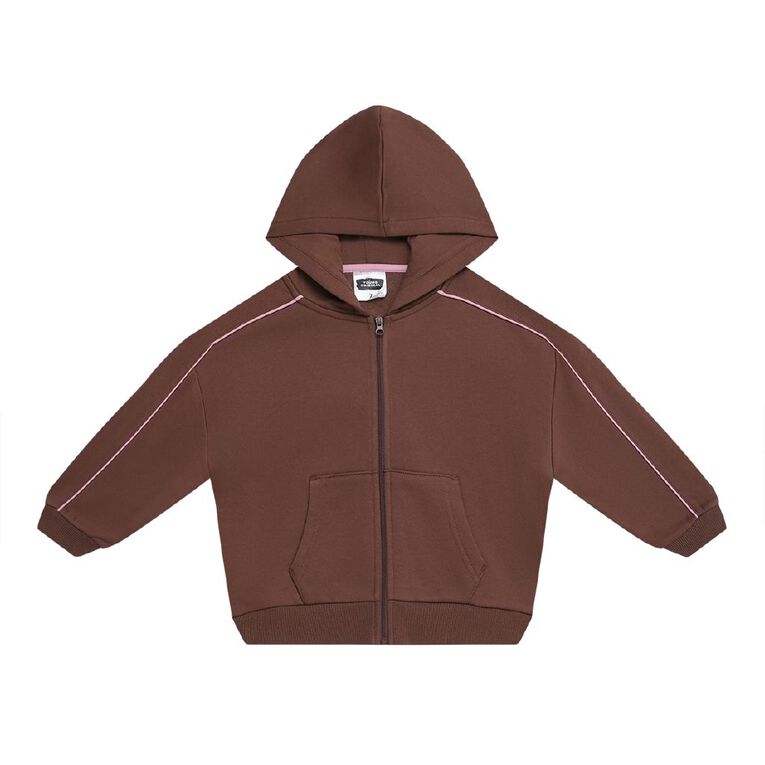 Young Original Piping Zip Hoodie, Brown Dark, hi-res