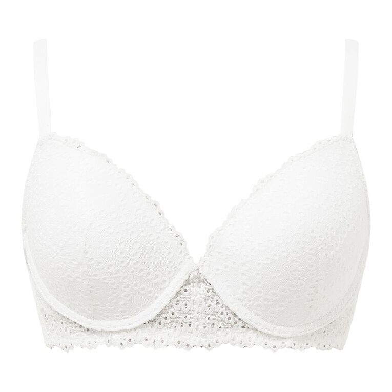 H&H Women's Embroidery Lace T-Shirt Bra, White, hi-res