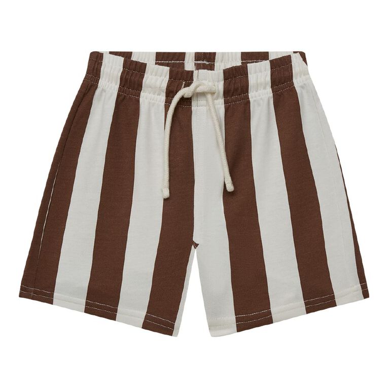 Young Original Toddler Printed French Terry Shorts, Brown Dark, hi-res