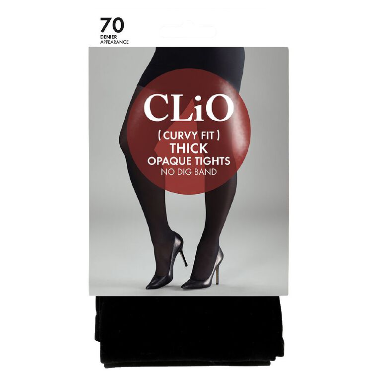 Clio Women's Curvy 70D Tights 1 Pair, Black, hi-res