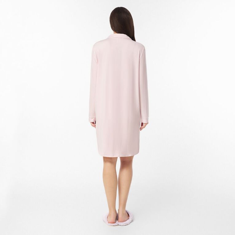 H&H Women's Comfy Button Up Nightie, Pink Light, hi-res