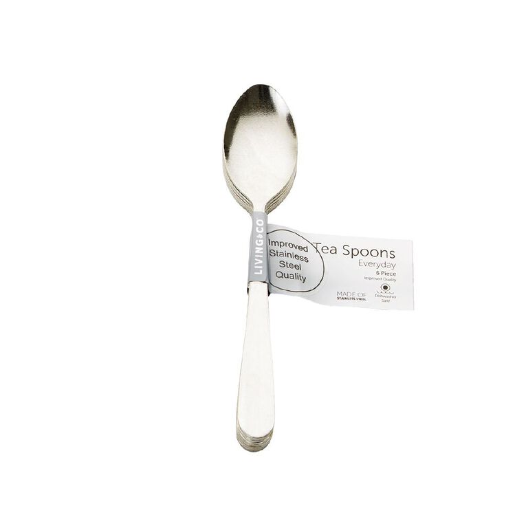 Living & Co Everyday Teaspoons Stainless Stainless Steel 6 Pack, , hi-res