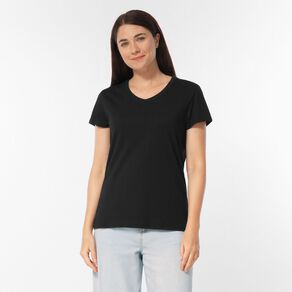 H&H Women's Short Sleeve V-Neck Cotton Tee