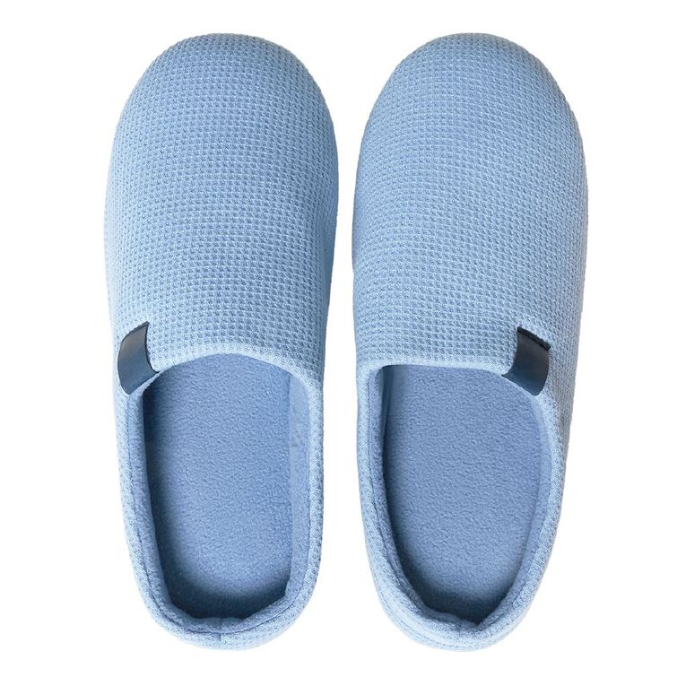 H&H Men's Waffle Scuff Slippers, Blue, hi-res