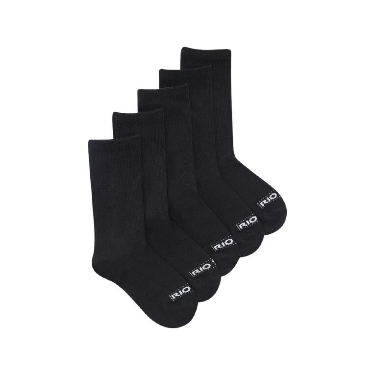 Rio Kids' School Crew Socks 5 Pack, Black W26, hi-res