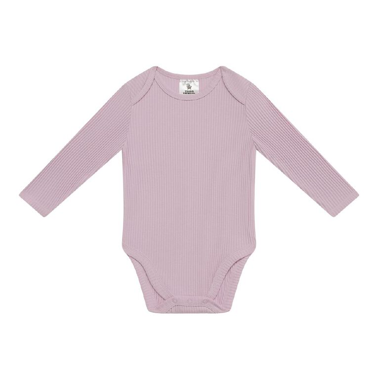 Young Original Babys' Long Sleeve Rib Bodysuit 3 Pack, Pink Mid HEATHER , hi-res