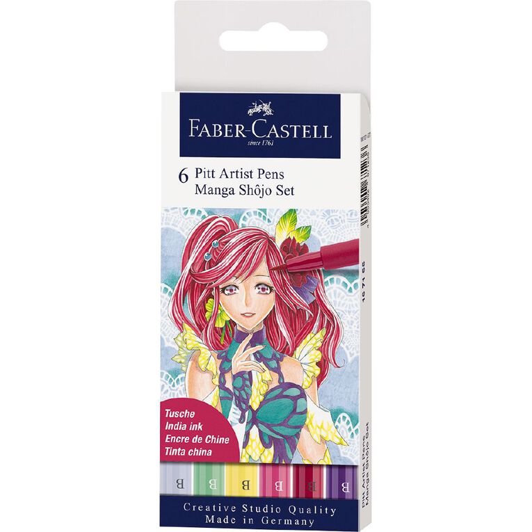 Faber-Castell Pitt Artists Pens Manga Shojo 6 Pack, , hi-res