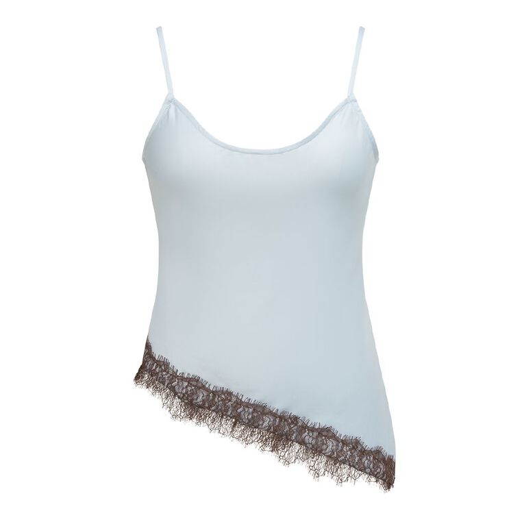 BRDRLESS Amelia Lace Trim Cami, Blue Light, hi-res