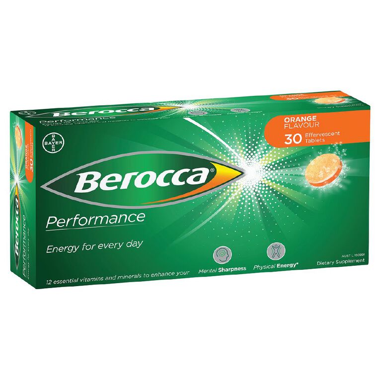 Berocca Energy Vitamin B & C Orange Flavour Effervescent Tablets 30 Pack, , hi-res