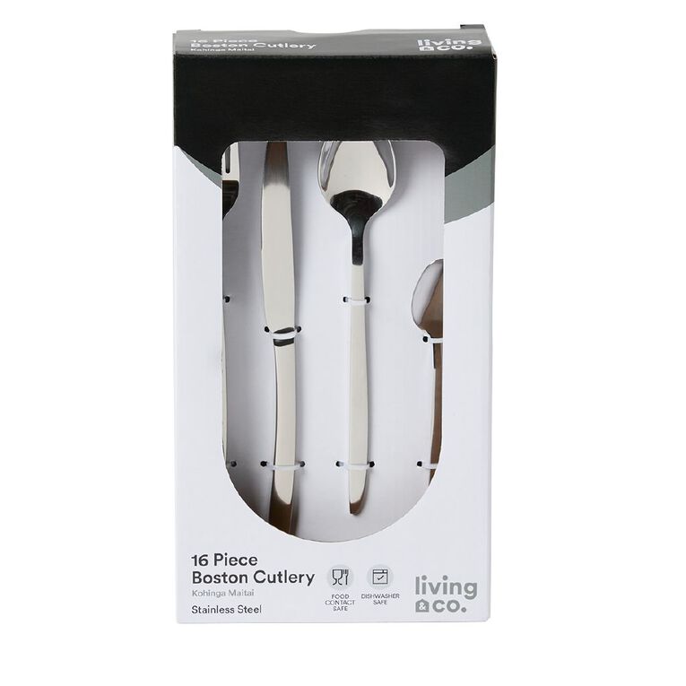Living & Co Boston Cutlery Set Stainless Steel Stainless Steel 16 Piece, , hi-res