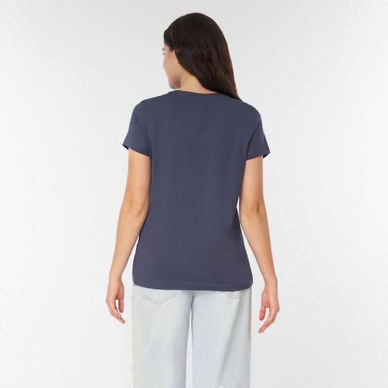 H&H Women's Short Sleeve Crew Neck Cotton Tee, Blue Dark NIGHTSHADW, hi-res