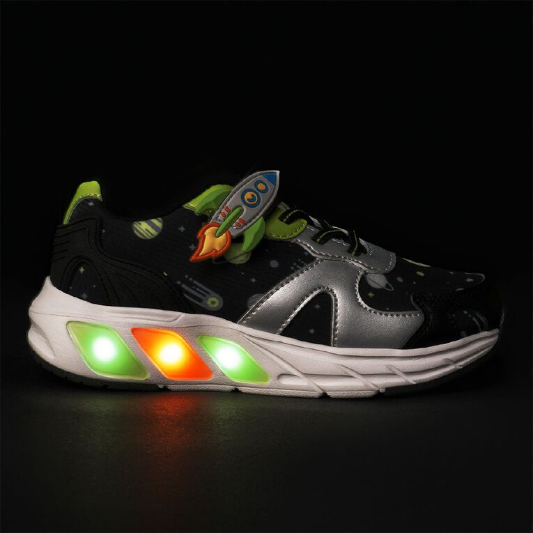 Active Intent Senior Kids' Space Light Up Sneakers, Black, hi-res